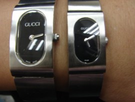 台中流當品拍賣 原裝 GUCCI 2400 1090 不鏽鋼 男女對錶 9成新 喜歡價可議