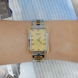 台中流當品拍賣 流當手錶 原裝 HERMES 愛馬仕 不銹鋼 半金 石英 女錶 9成新